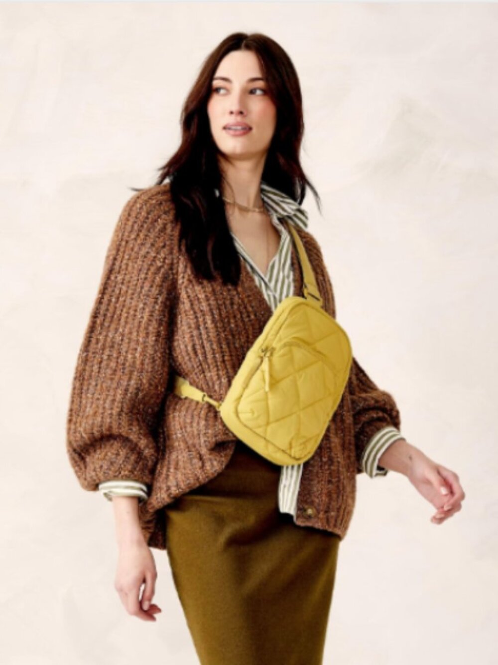 Vera Bradley Womens Bag Golden Olive Yellow Lorman Sling Backpack Featherweight